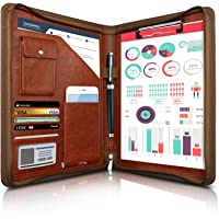WOBEECO A4 Carpeta de Conferencias Zipper + Cuero- Carpeta de Documentos para Viaje- Portafolio Carteras de Viaje…
